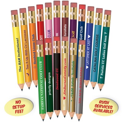 Pastel Yellow Round Golf Pencils with Erasers