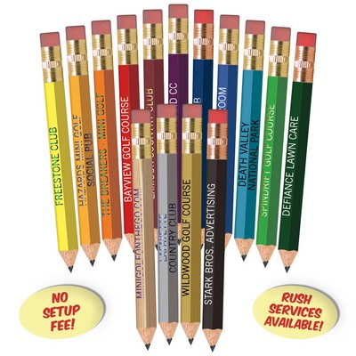 Gold Hexagon Golf Pencils with Erasers